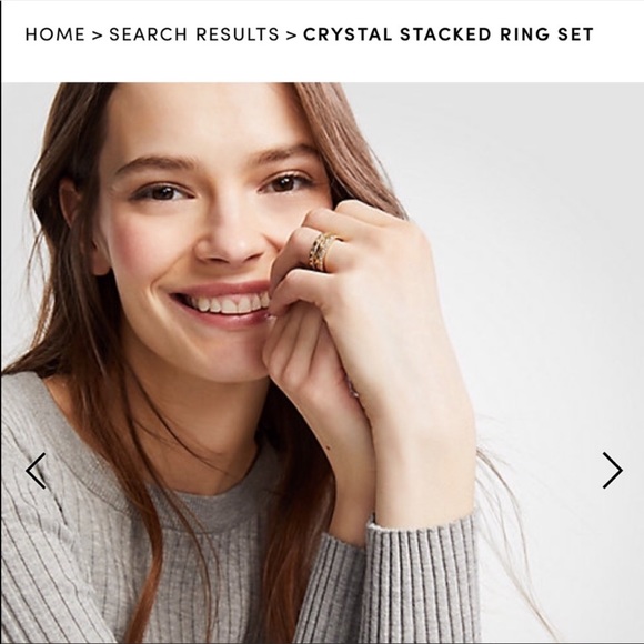 Ann Taylor crystal stacked ring set - Picture 2 of 7